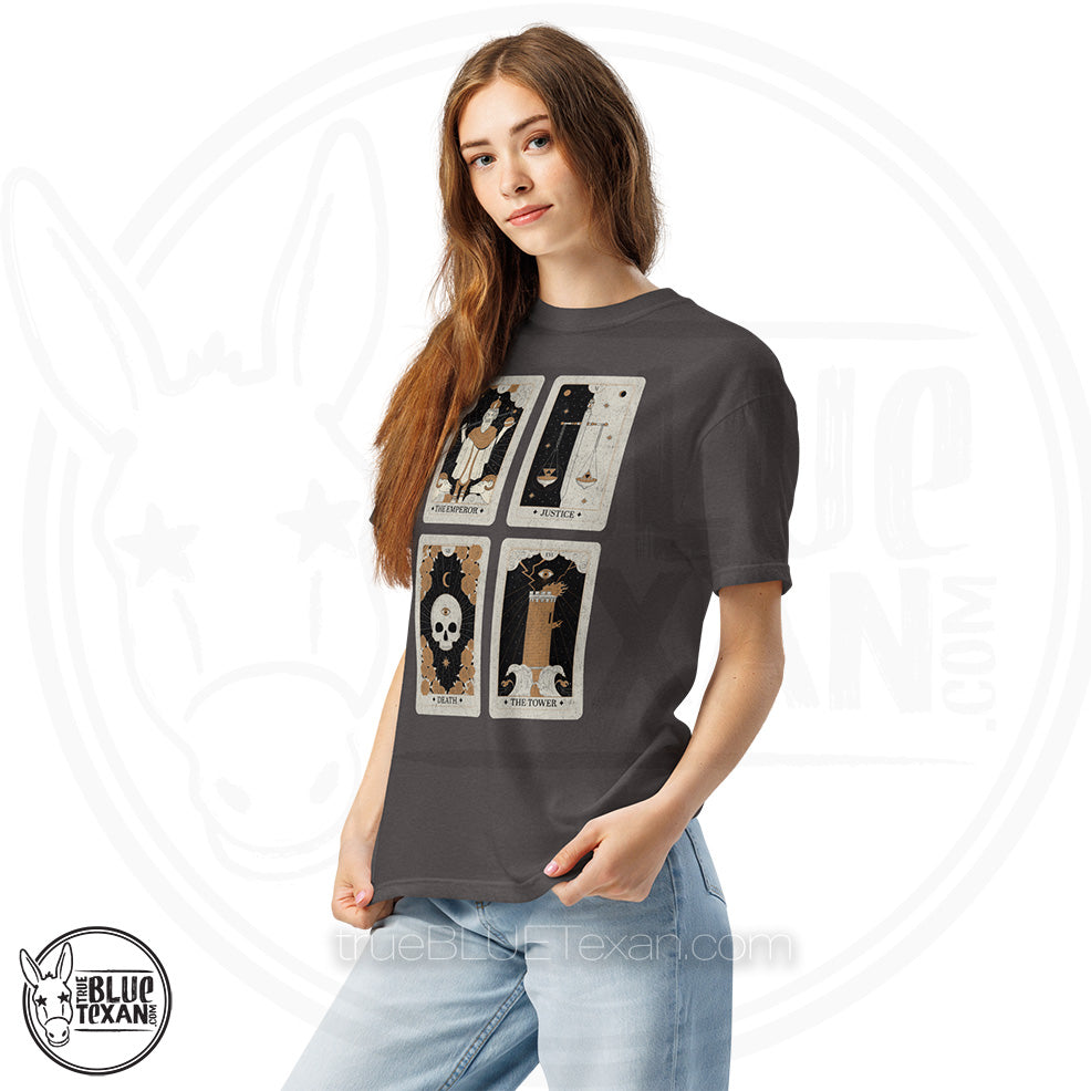 Tarot Card Set | Emperor Justice Death Tower |Comfort Colors Unisex Tee in 3 Colors