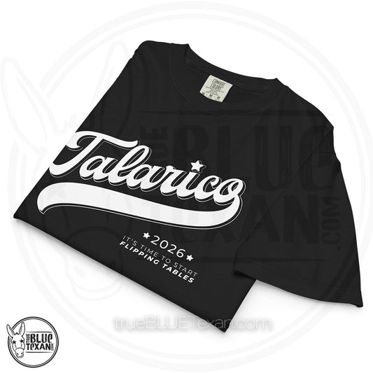 Talarico 2026 Flipping Tables Baseball Design | Women’s Comfort Colors Boxy Tee