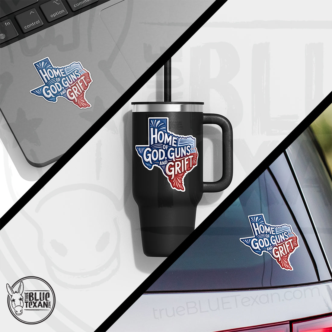God, Guns & Grift Decals - 4" & 2" Decal Set