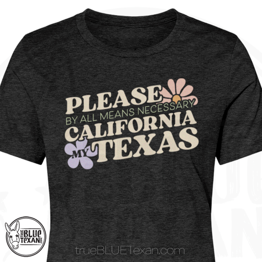 Please California My Texas Retro Floral | Women's Fit TShirt (Gray)