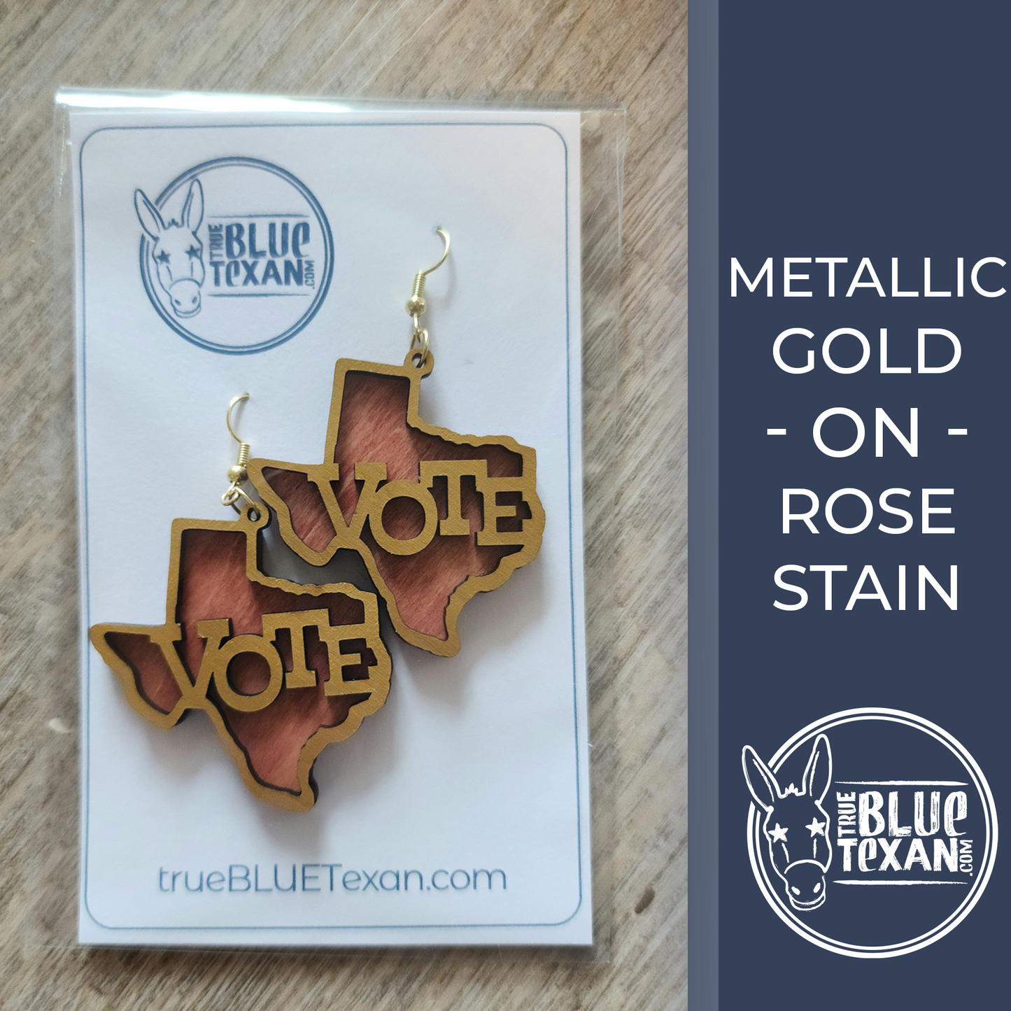 Texas VOTE Handmade Wood Layered Earrings
