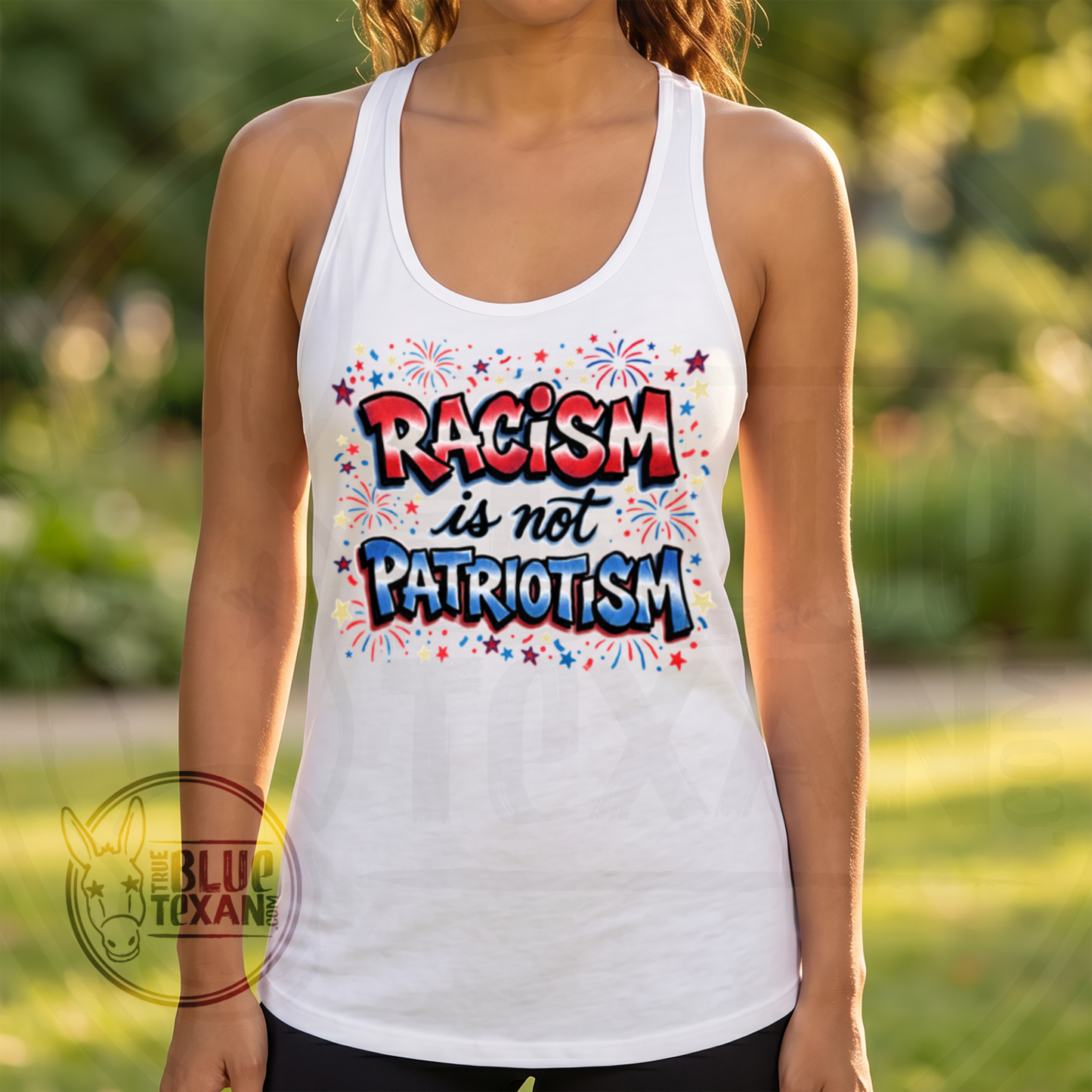 Racism is not Patriotism | Womens Racerback Tank Top