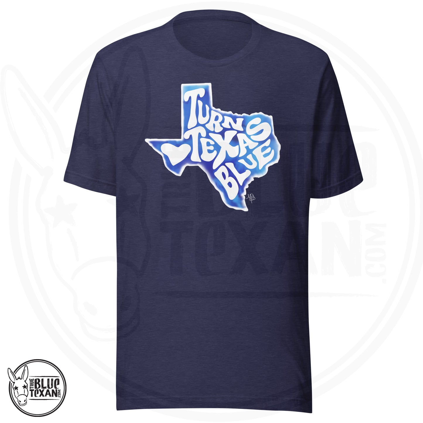 Turn Texas Blue Hand Drawn Texas Hippy Tie Dye Premium Tee in blue