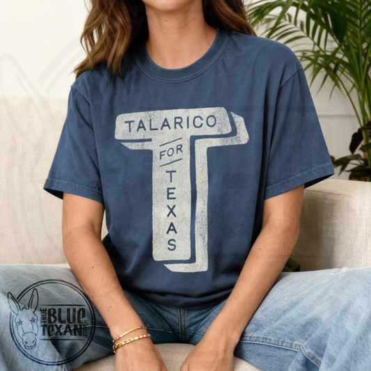 Talarico for Texas Distressed T Logo | Comfort Colors Tee