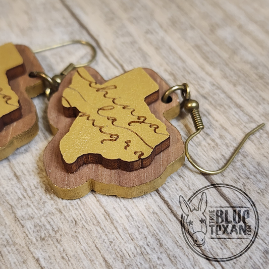 Chinga la Migra Handmade Dangle Earrings | Walnut & Basswood