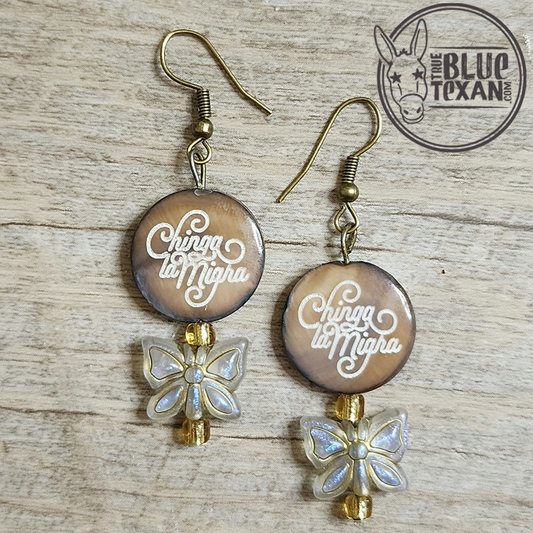Chinga la Migra Natural Shell Handmade Earrings
