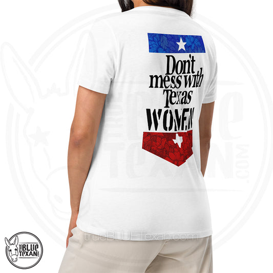 "Don't mess with Texas Women" floral stencil Comfort Colors Tshirt - Women's Rights, Gilead, Resist, Texas Democrats Liberal Leftist Progressive - Nicole Collier, Jasmine Crockett, Gina Hinajosa, Jolanda Jones, Ann Johnson, Governor Ann Richards. All apparel orders ship for $5 flat rate. FREE SHIPPING on decals, stickers and car freshies.