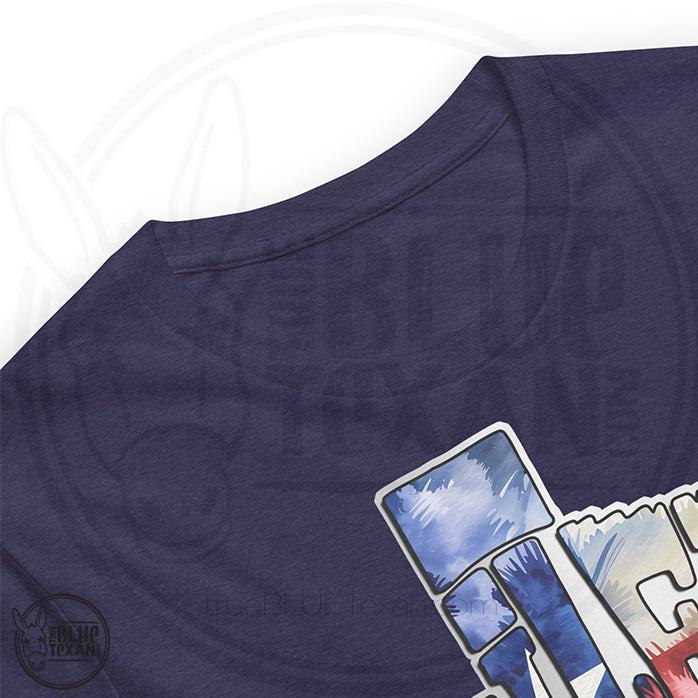 Gilead, TX Texas Shaped Premium Unisex TShirt in Heather Navy Close UP