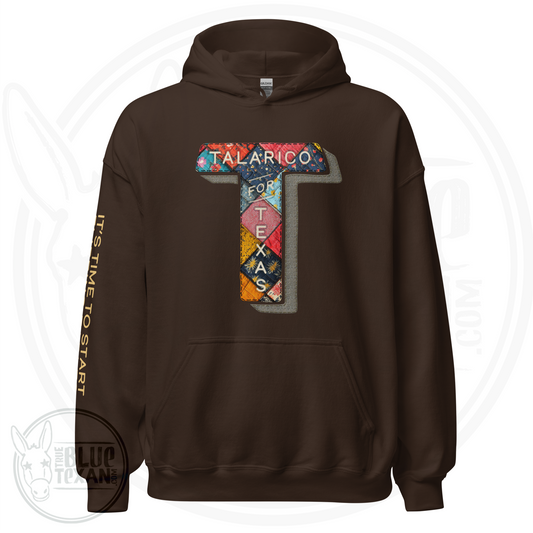 Talarico for Texas w/ Arm Quote | Faux Quilted Applique | Unisex Hoodie
