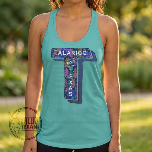 Talarico for Texas Faux Embroidery | Purple TX | Women’s Fitted Racerback Tank Top