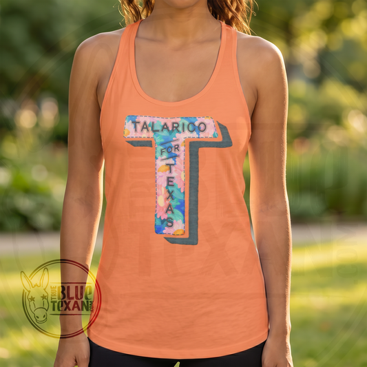 Talarico for Texas Faux Embroidery | Pastel Floral | Women’s Fitted Racerback Tank Top