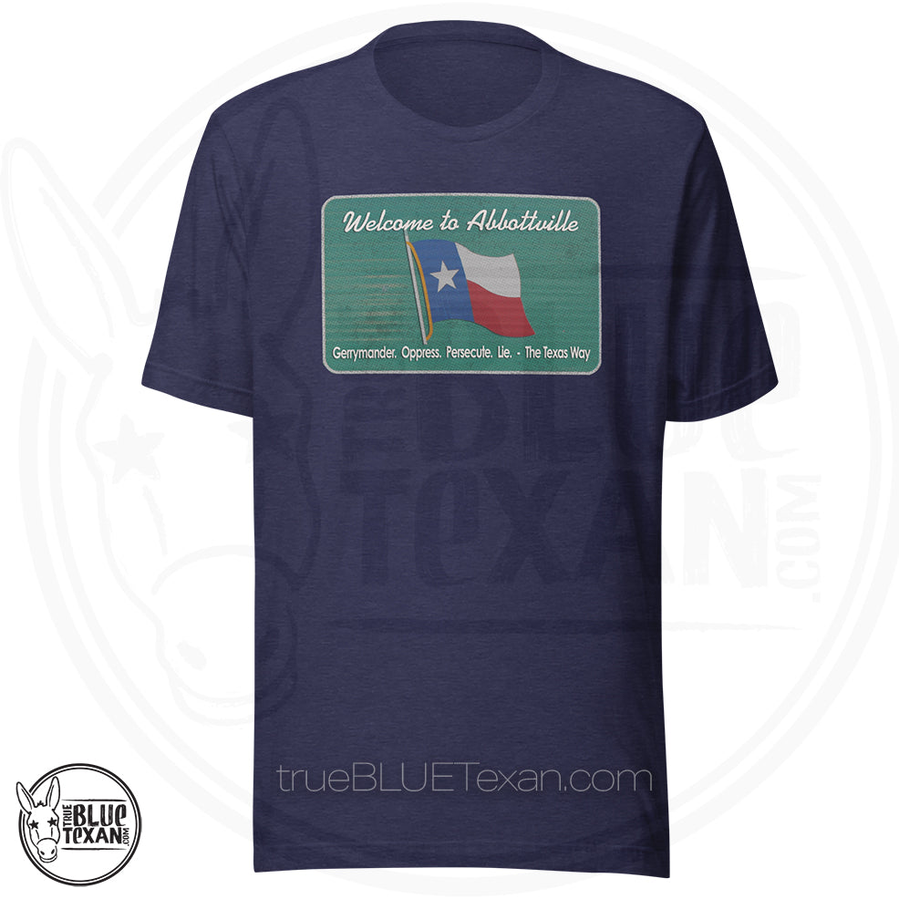 Premium Unisex Navy Greg Abbott Sucks Welcome to Abbottville Tshirt Tee Shirt