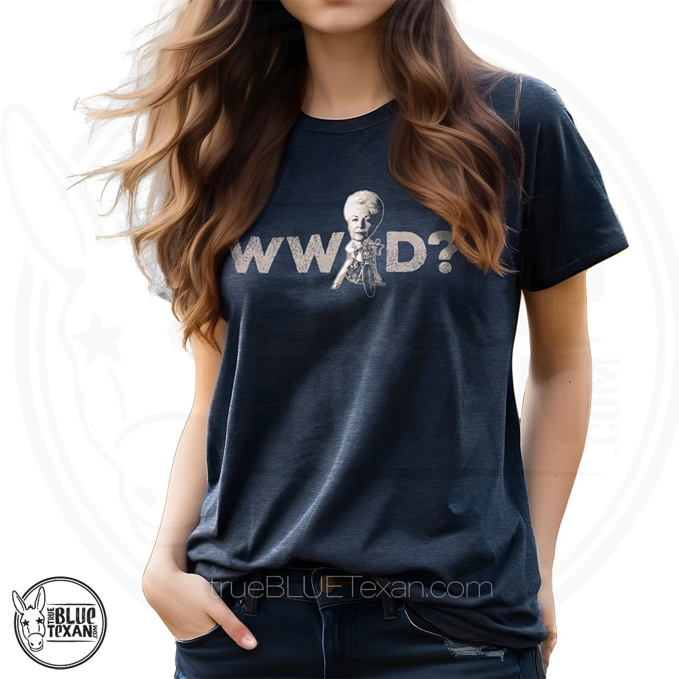 WWAD? What would Ann Richards Do? Premium Unisex TShirt in Navy Heather