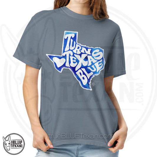 Turn Texas Blue Vintage Style Original Design | Comfort Colors Unisex Heavyweight TShirt