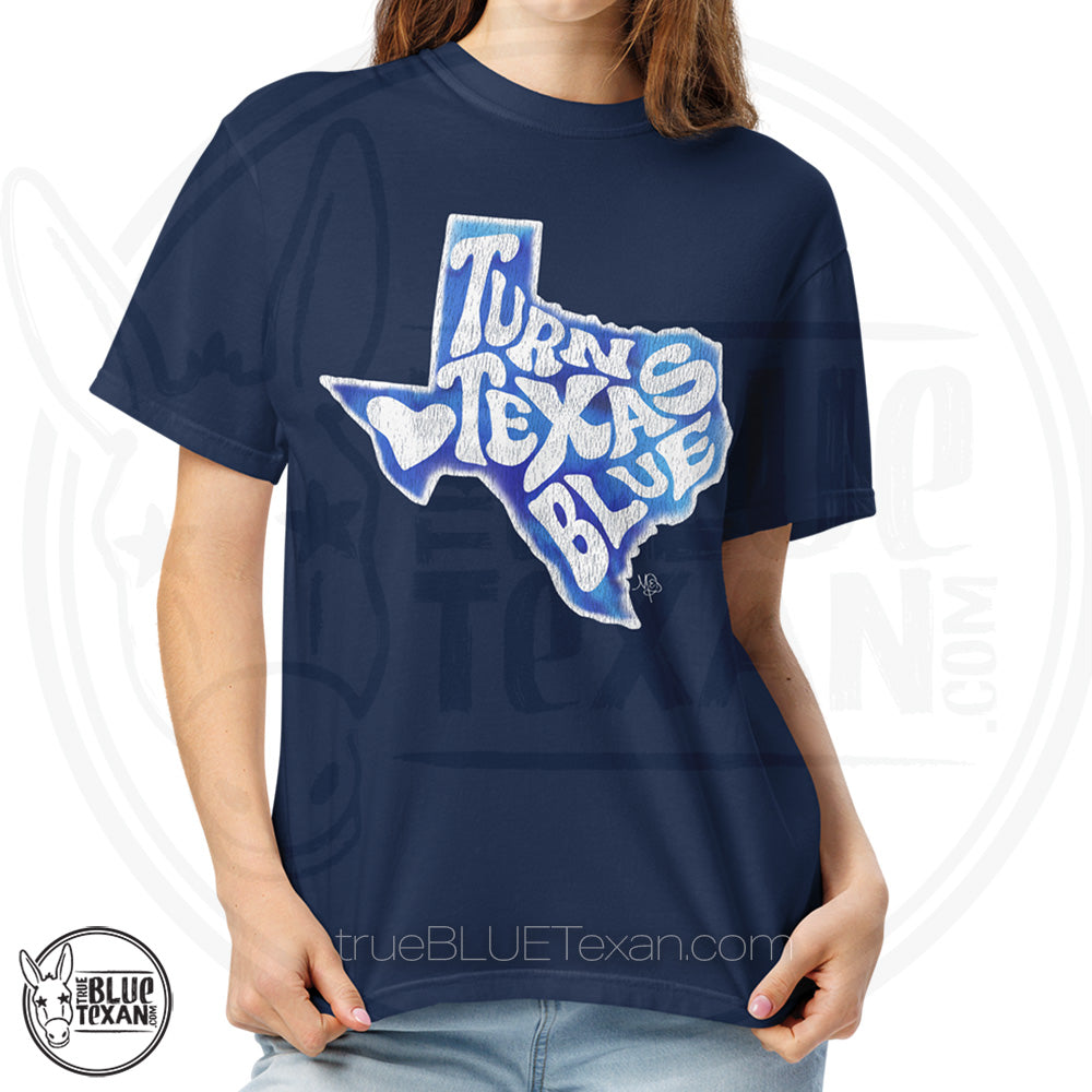 Sun City Democrats | Turn Texas Blue | Vintage Feel Comfort Colors Heavyweight TShirt