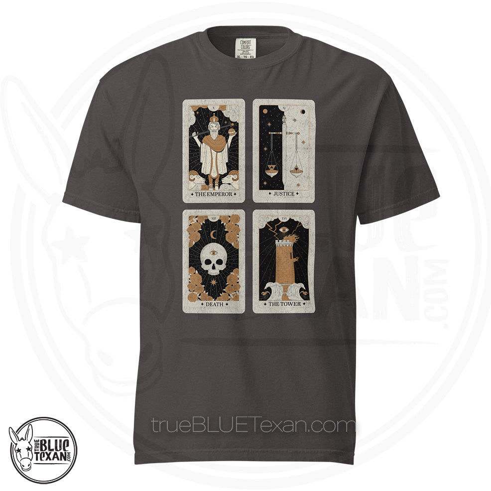 Tarot Card Set  | Emperor Justice Death Tower |Comfort Colors Unisex Tee in 3 Colors