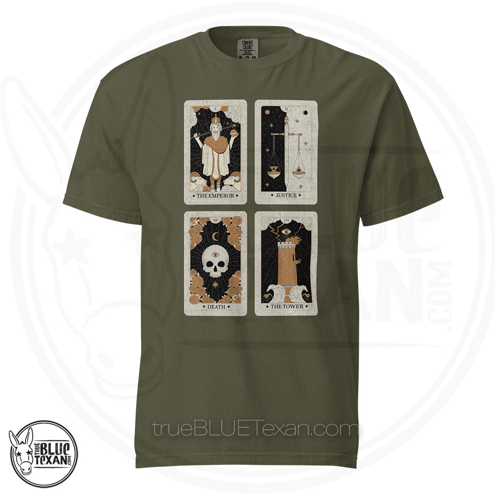 Tarot Card Set  | Emperor Justice Death Tower |Comfort Colors Unisex Tee in 3 Colors