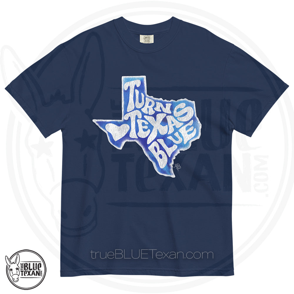 Sun City Democrats | Turn Texas Blue | Vintage Feel Comfort Colors Heavyweight TShirt