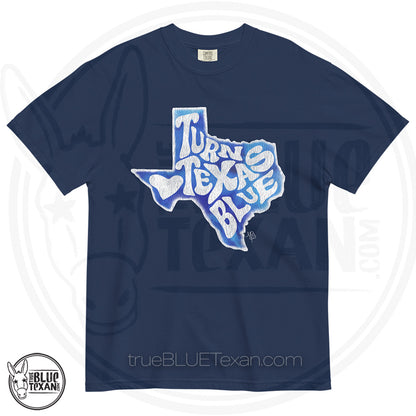 Sun City Democrats | Turn Texas Blue | Vintage Feel Comfort Colors Heavyweight TShirt
