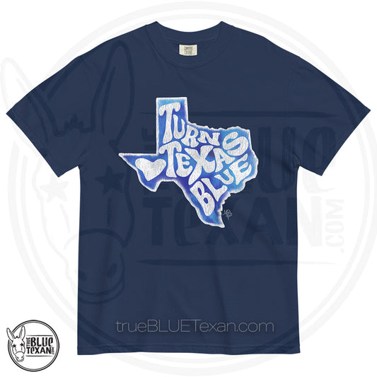 Sun City Democrats | Turn Texas Blue | Vintage Feel Comfort Colors Heavyweight TShirt