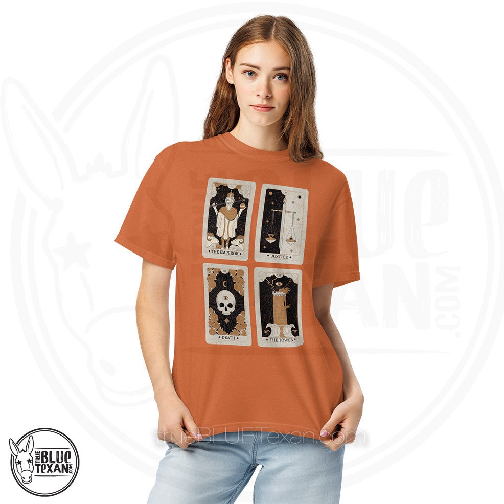 Tarot Card Set  | Emperor Justice Death Tower |Comfort Colors Unisex Tee in 3 Colors