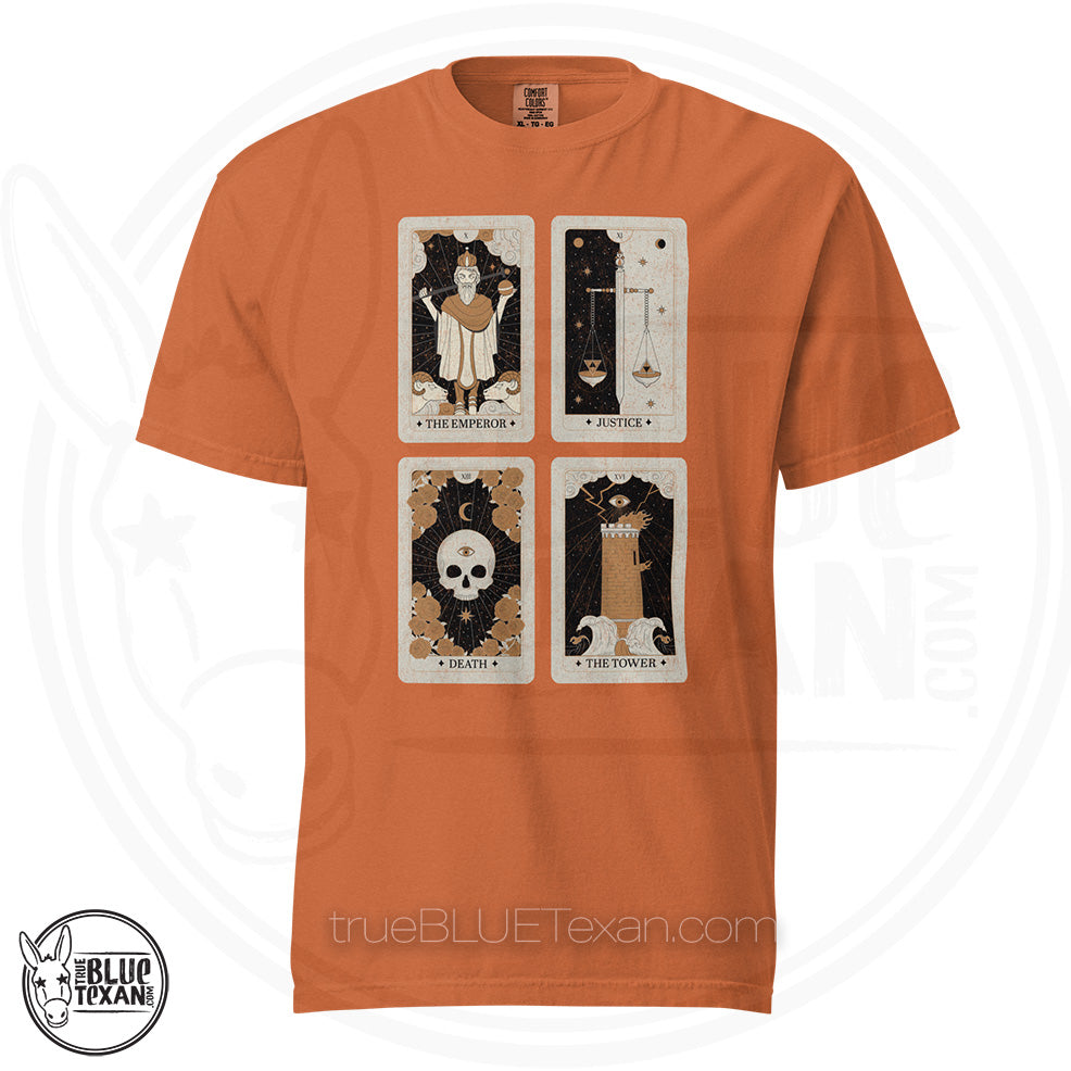 Tarot Card Set  | Emperor Justice Death Tower |Comfort Colors Unisex Tee in 3 Colors