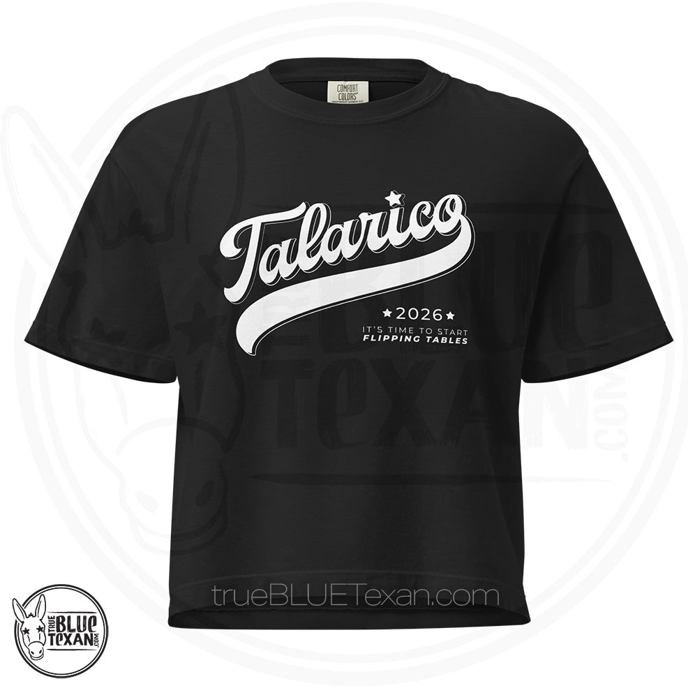 Talarico 2026 Flipping Tables Baseball Design | Women’s Comfort Colors Boxy Tee