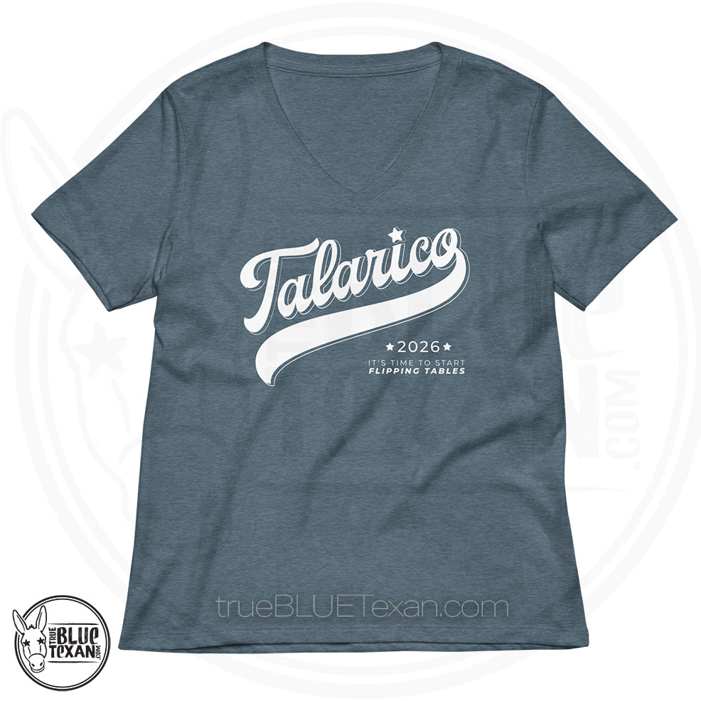 Talarico 2026 Flipping Tables Baseball Design | Women’s VNeck Premium TShirt