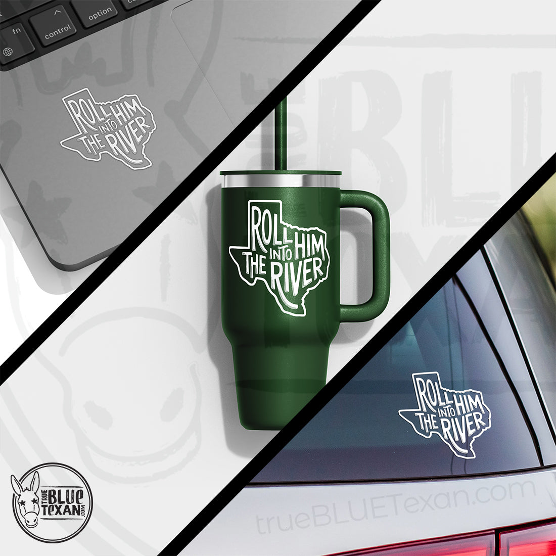 Roll Him in the River (White Cut Through Version) - 4" & 2" Decal Set