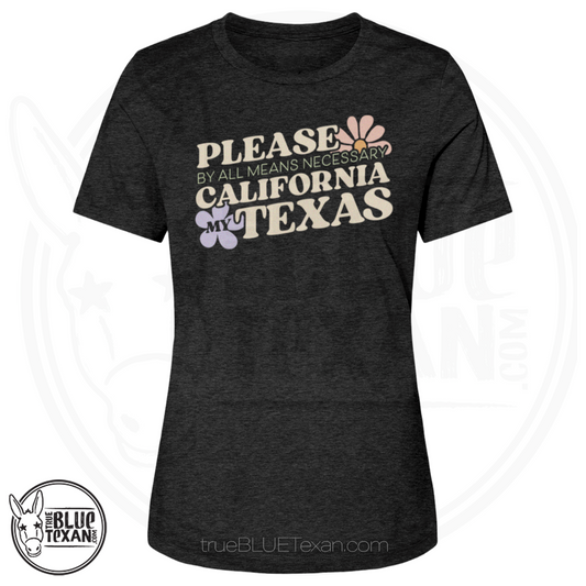 Please California My Texas Retro Floral | Women's Fit TShirt (Gray)
