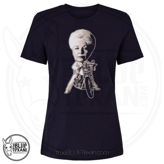 Ann Richards Bobblehead Motorcycle Rider | Women's Relaxed Fit TShirt