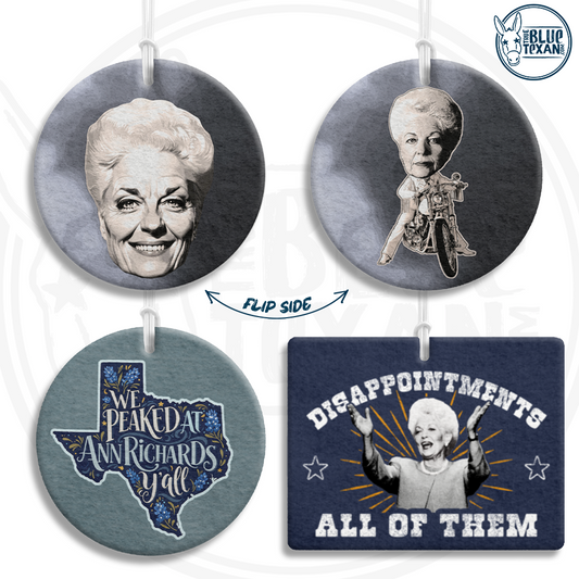 Texas Democratic Governor Ann Richards Air Fresheners set.  A great Gift for mom. Free Shipping. 