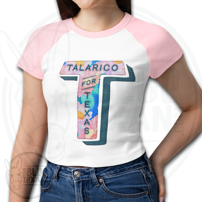 Talarico for Texas | Faux Floral Applique |  Juniors Babydoll Raglan