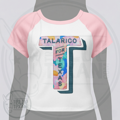 Talarico for Texas | Faux Floral Applique |  Juniors Babydoll Raglan