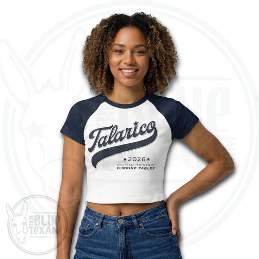 Talarico Baseball Style | Juniors Retro Babydoll Raglan Cropped Shirt