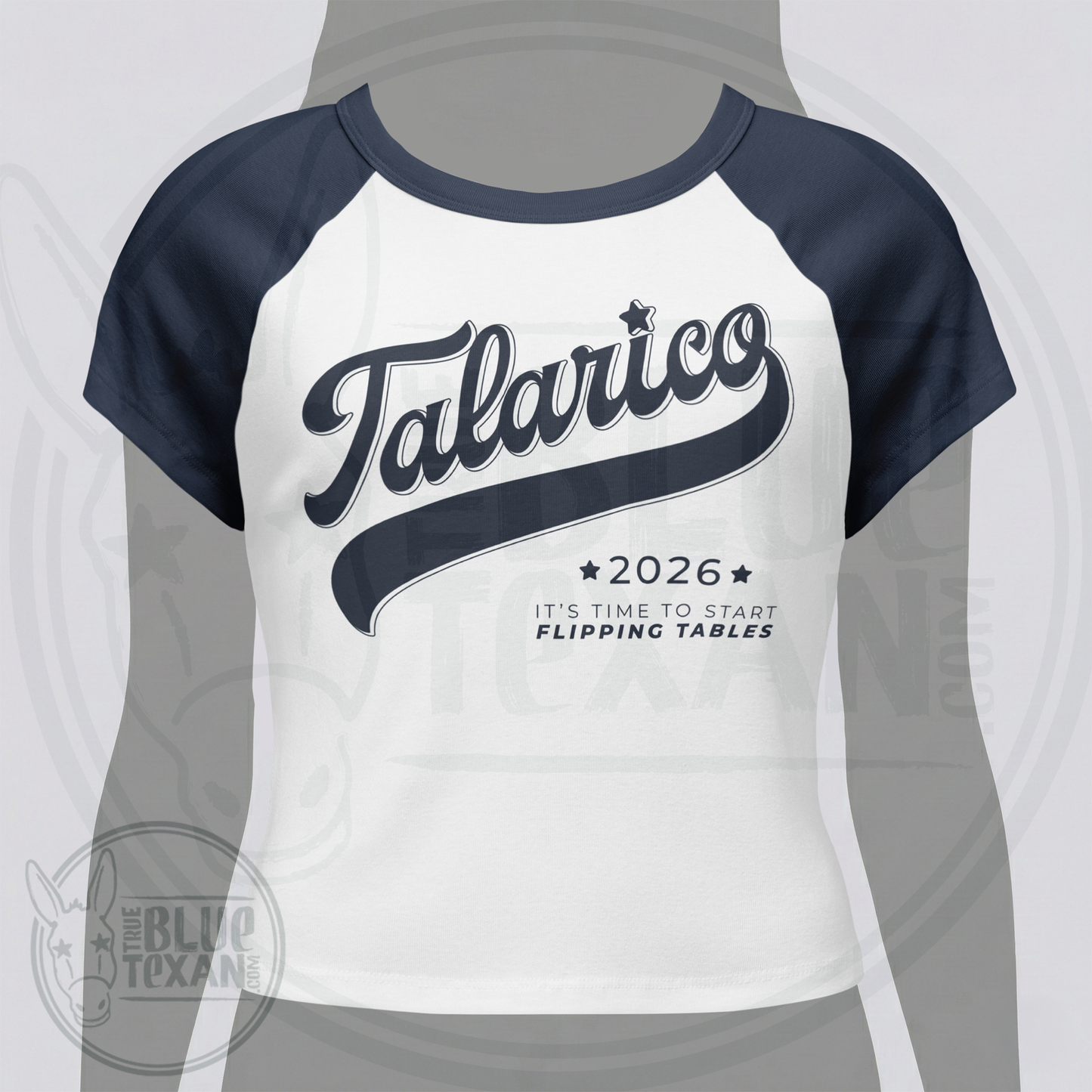 Talarico Baseball Style | Juniors Retro Babydoll Raglan Cropped Shirt