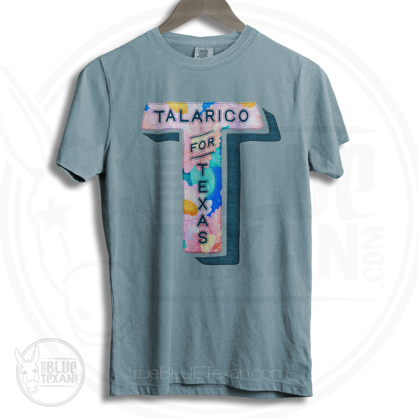 Talarico for Texas | Faux Floral Embroidery | Premium Unisex Comfort Colors T Shirt