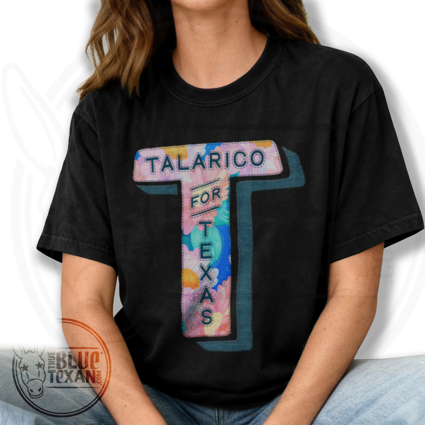 Talarico for Texas | Faux Floral Embroidery | Premium Unisex Comfort Colors T Shirt