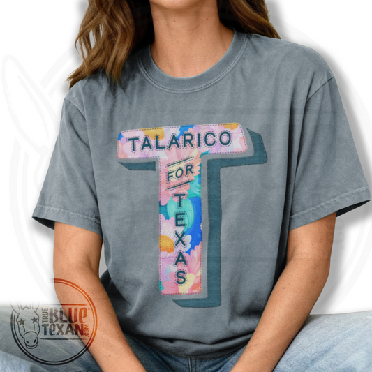 Talarico for Texas | Faux Floral Embroidery | Premium Unisex Comfort Colors T Shirt