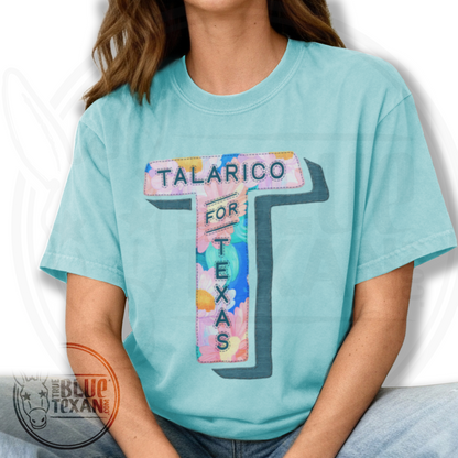 Talarico for Texas | Faux Floral Embroidery | Premium Unisex Comfort Colors T Shirt