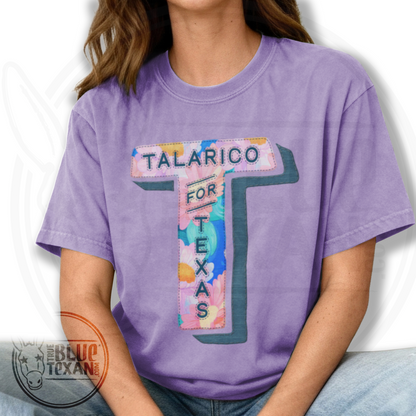 Talarico for Texas | Faux Floral Embroidery | Premium Unisex Comfort Colors T Shirt