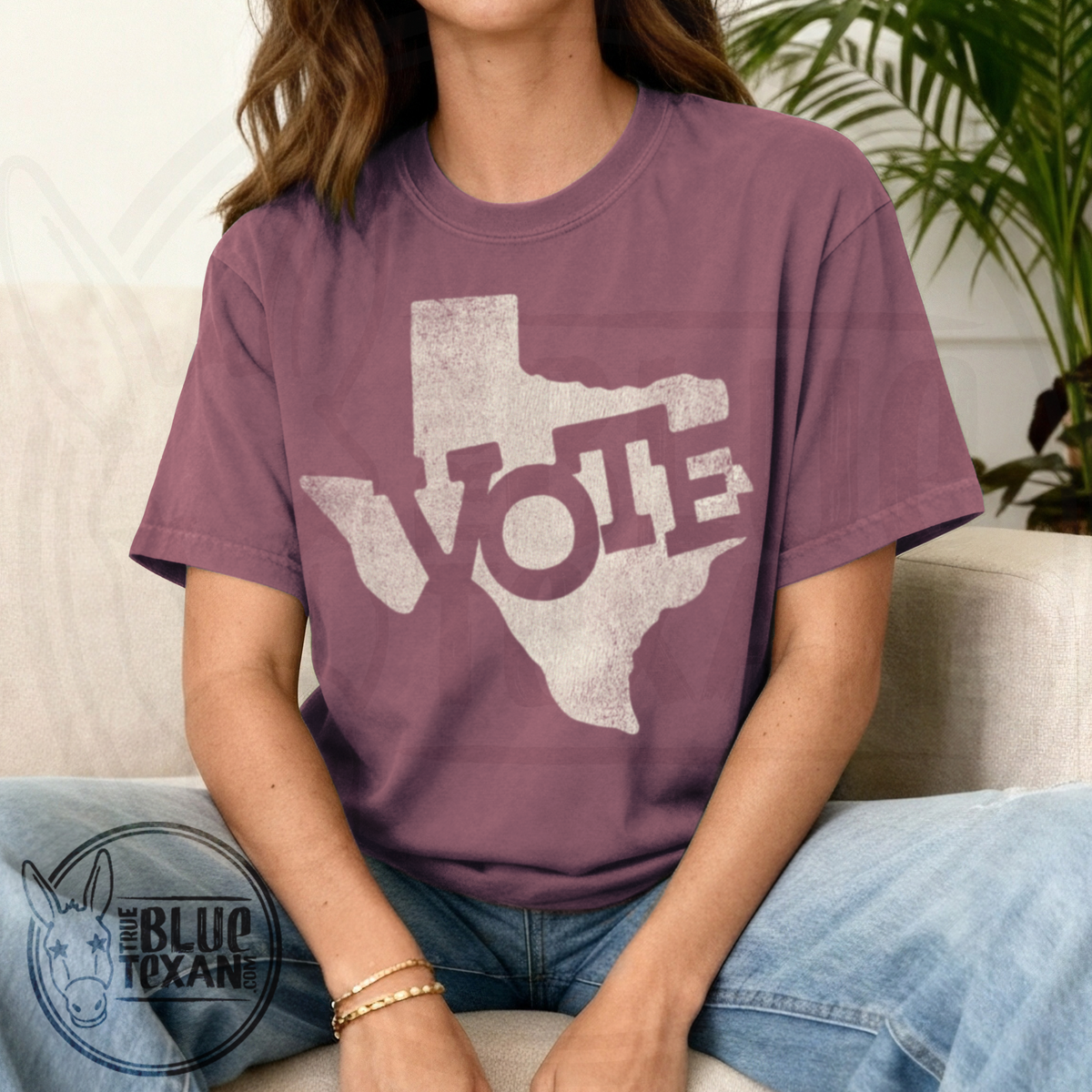 Texas Vote Distressed Stamp | Dark Colors | Comfort Colors Tee