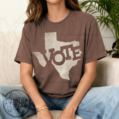 Texas Vote Distressed Stamp | Dark Colors | Comfort Colors Tee