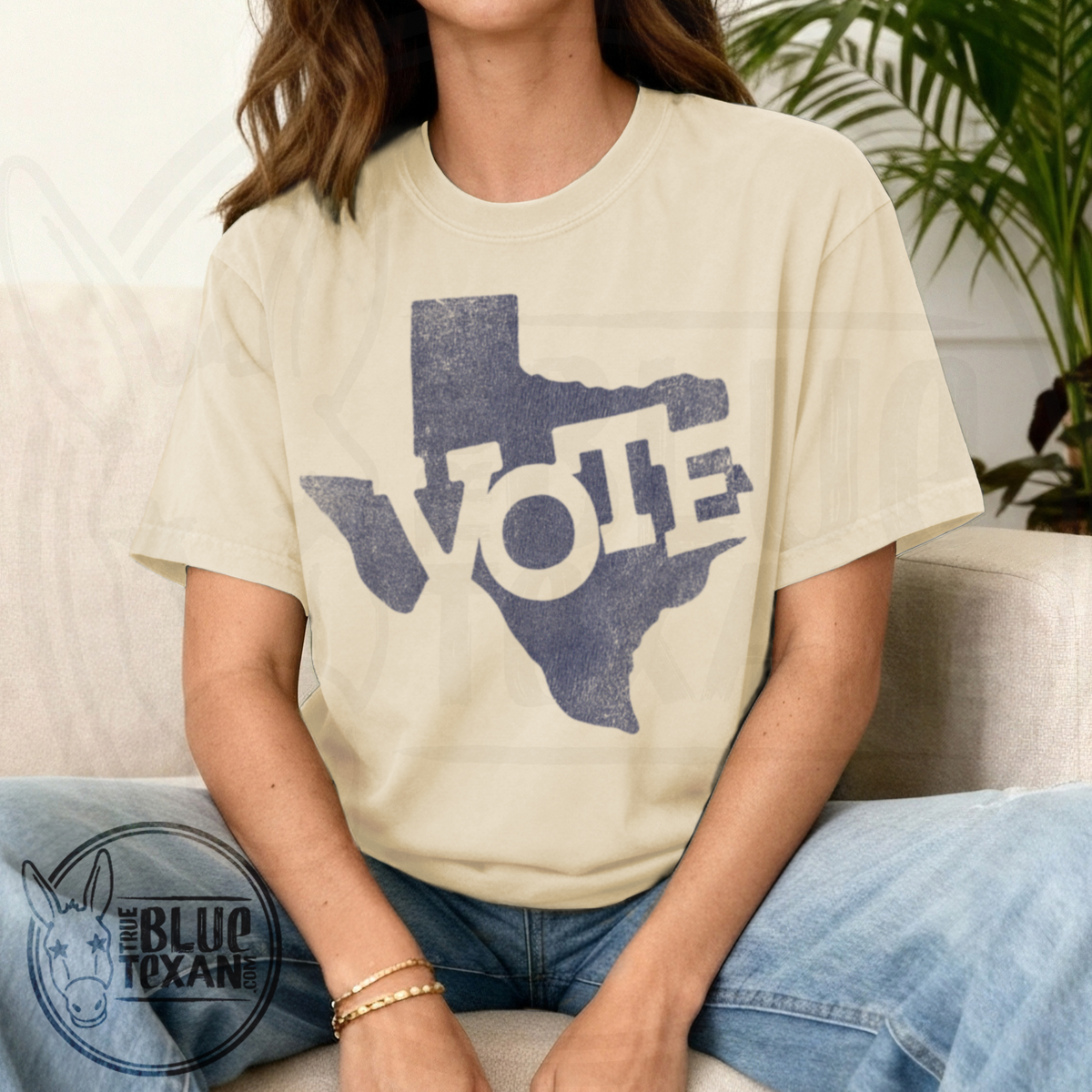 Texas Vote Distressed Stamp | Light Colors | Comfort Colors Tee