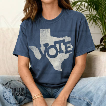 Texas Vote Distressed Stamp | Dark Colors | Comfort Colors Tee