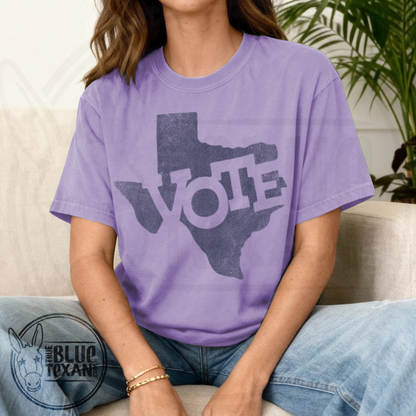 Texas Vote Distressed Stamp | Light Colors | Comfort Colors Tee