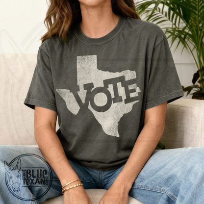 Texas Vote Distressed Stamp | Dark Colors | Comfort Colors Tee