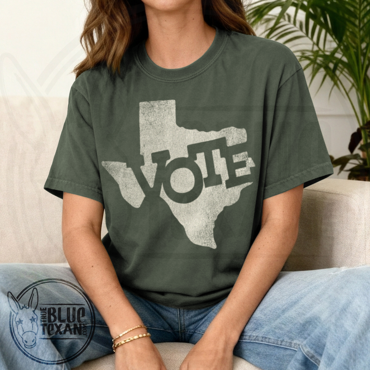 Texas Vote Distressed Stamp | Dark Colors | Comfort Colors Tee