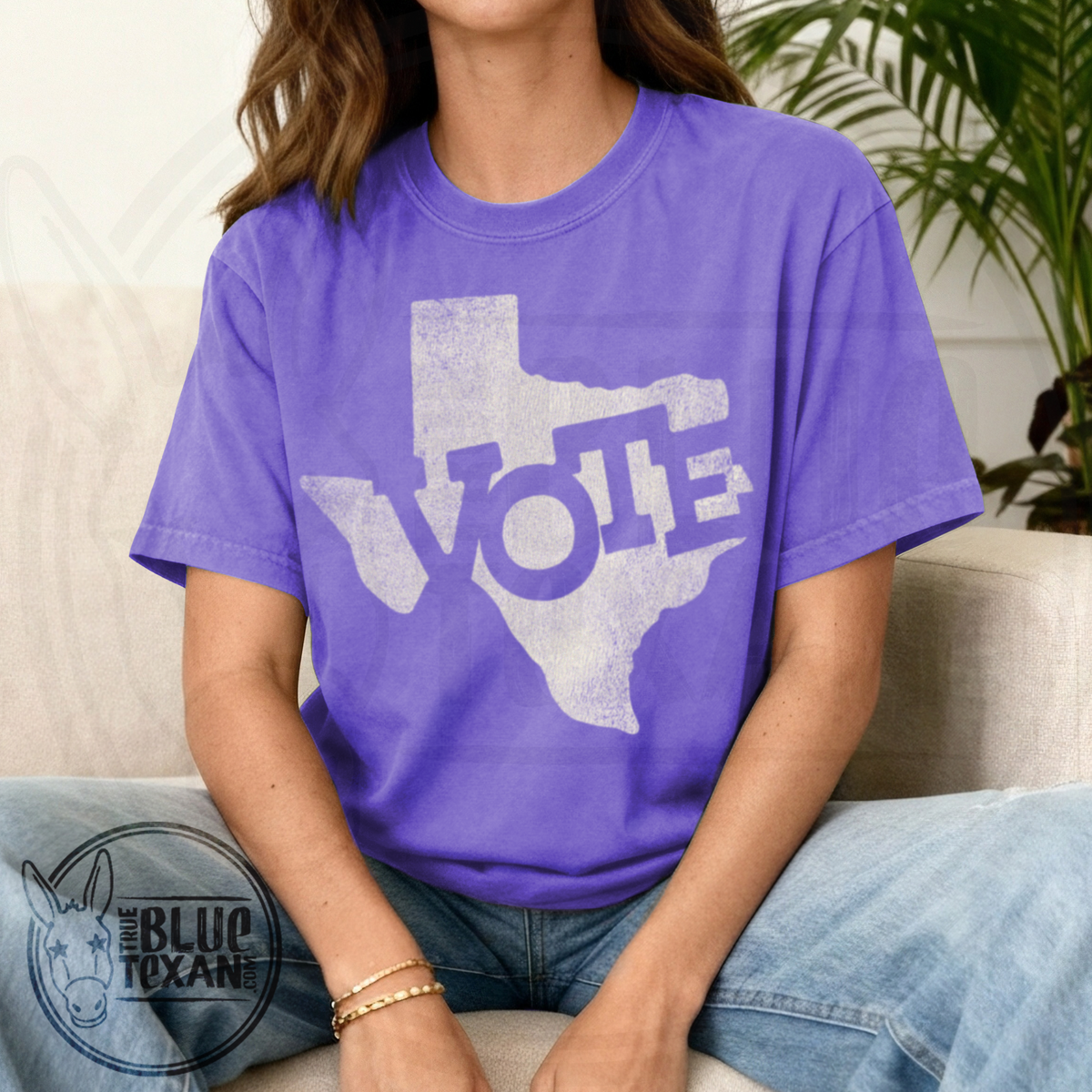 Texas Vote Distressed Stamp | Dark Colors | Comfort Colors Tee