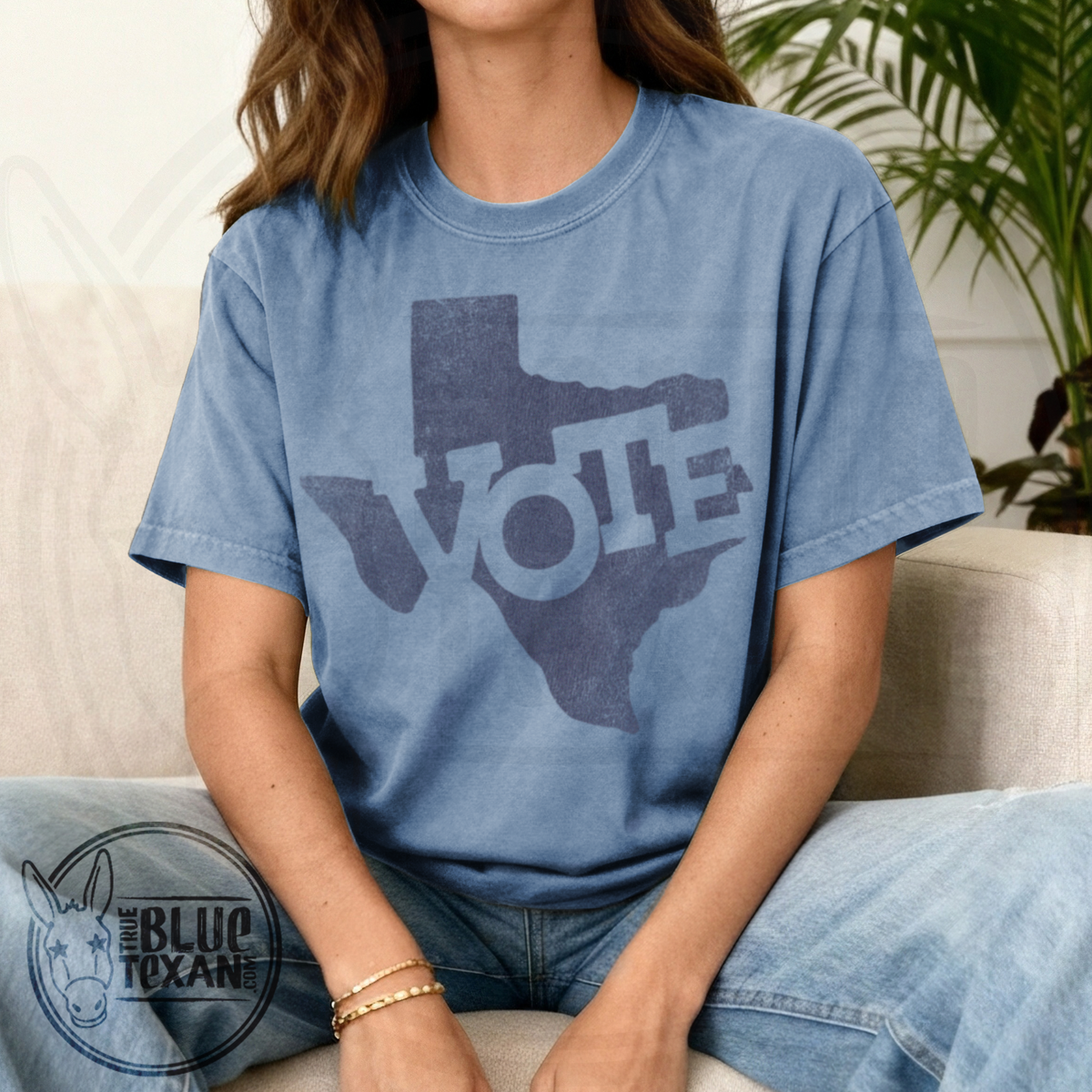 Texas Vote Distressed Stamp | Light Colors | Comfort Colors Tee